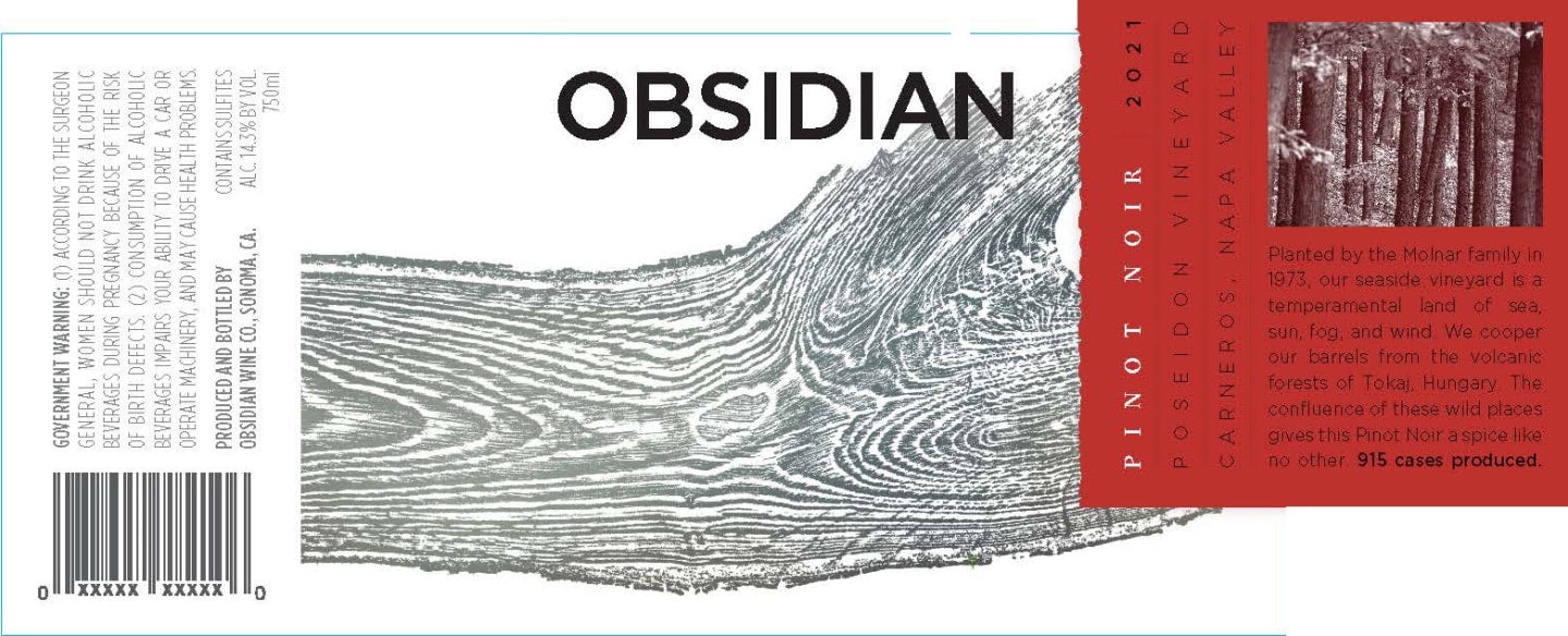 Obsidian 2021 Poseidon Estate Vineyard Pinot Noir